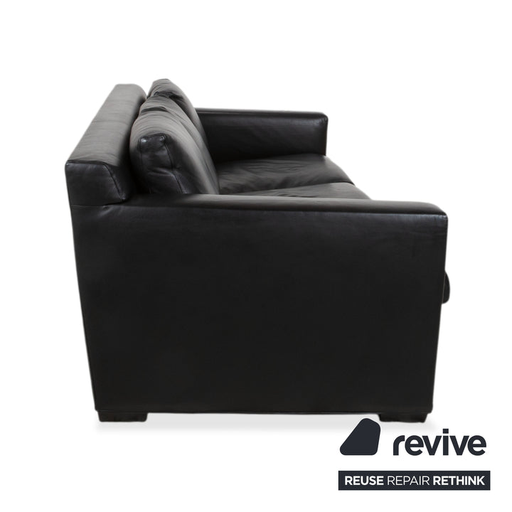 Minotti Leder Dreisitzer Schwarz Sofa Couch