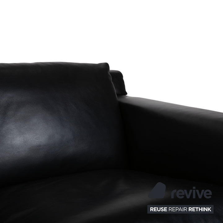 Minotti Leder Dreisitzer Schwarz Sofa Couch