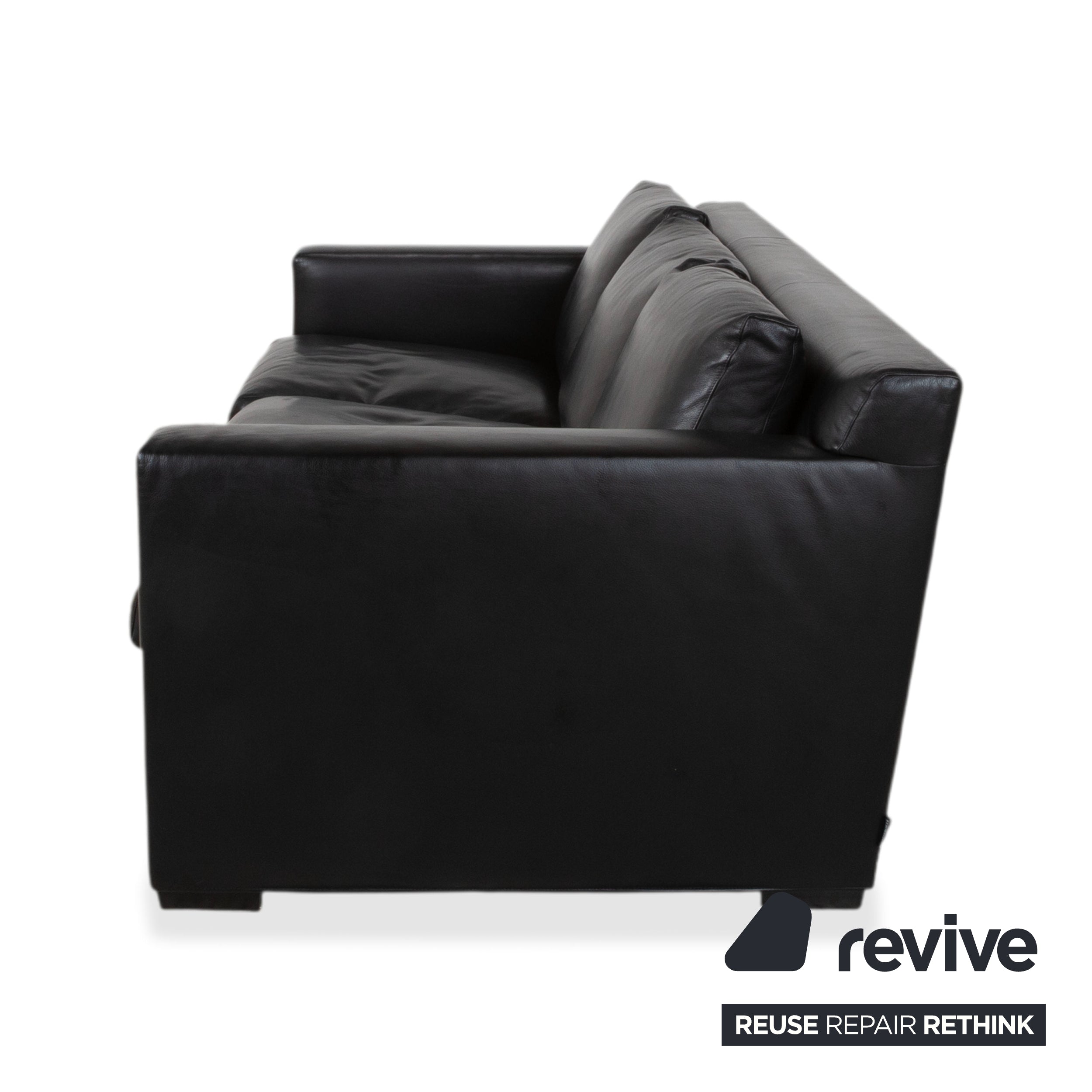 Minotti Leder Dreisitzer Schwarz Sofa Couch