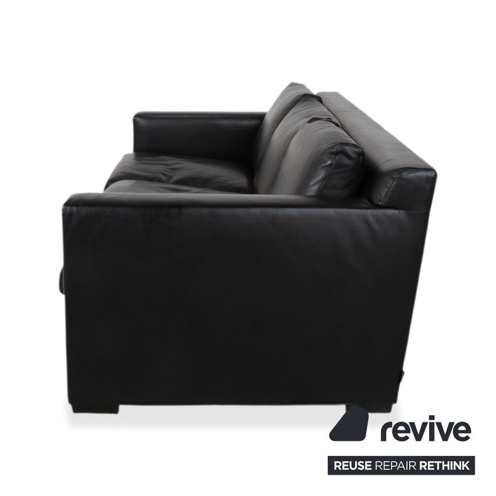 Minotti Leder Dreisitzer Schwarz Sofa Couch