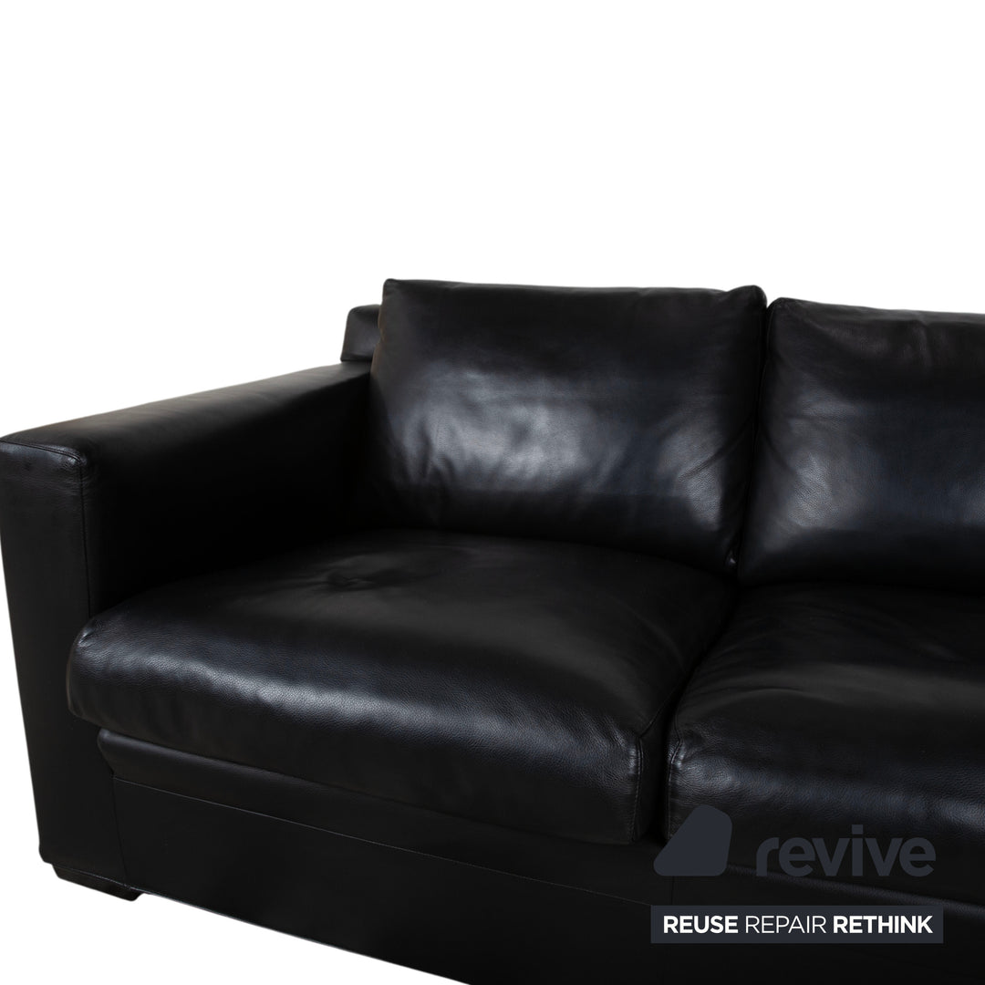 Minotti Leder Dreisitzer Schwarz Sofa Couch