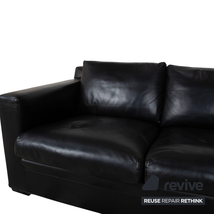 Minotti Leder Dreisitzer Schwarz Sofa Couch