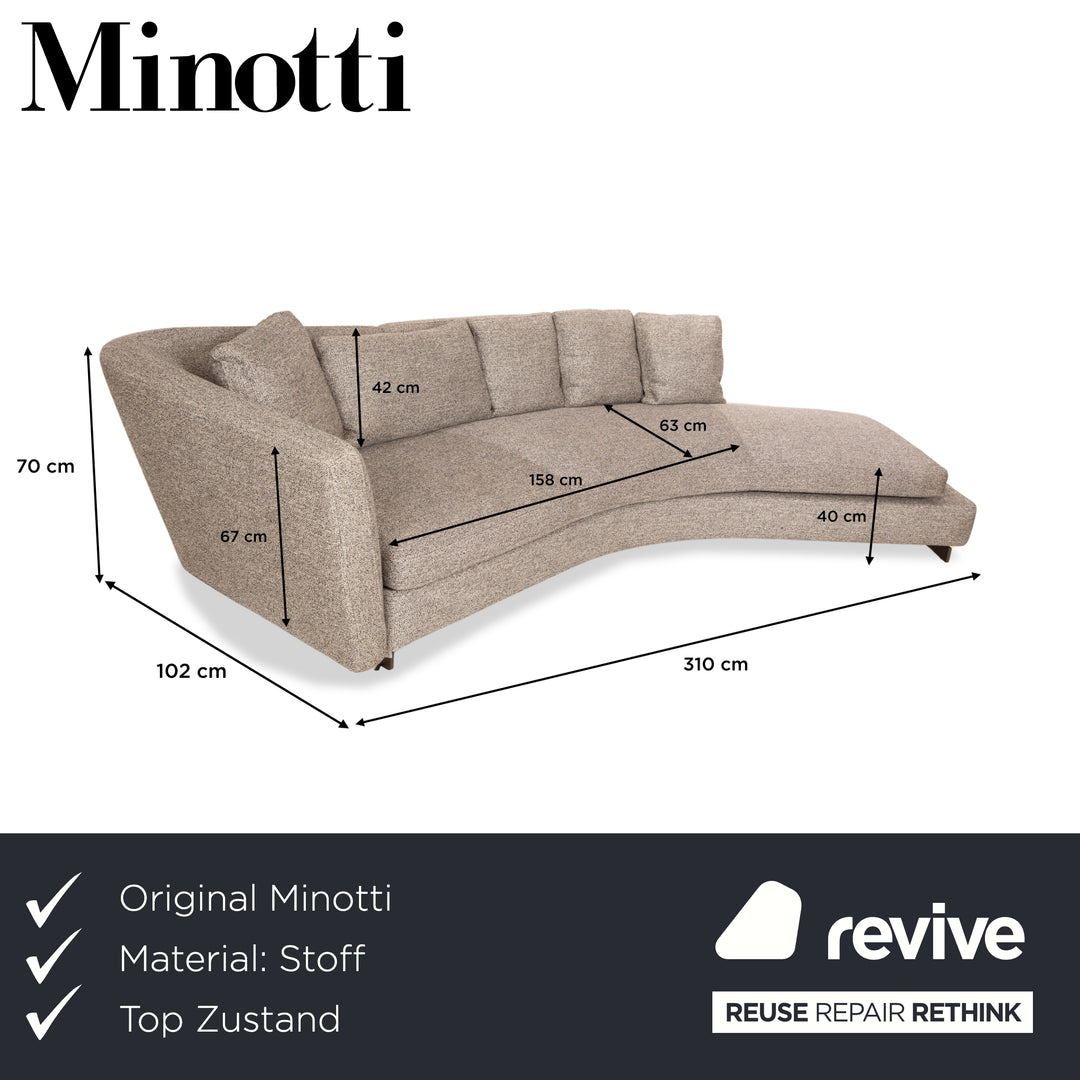 Minotti Seymour Fabric Four Seater Sofa Couch Grey White Black