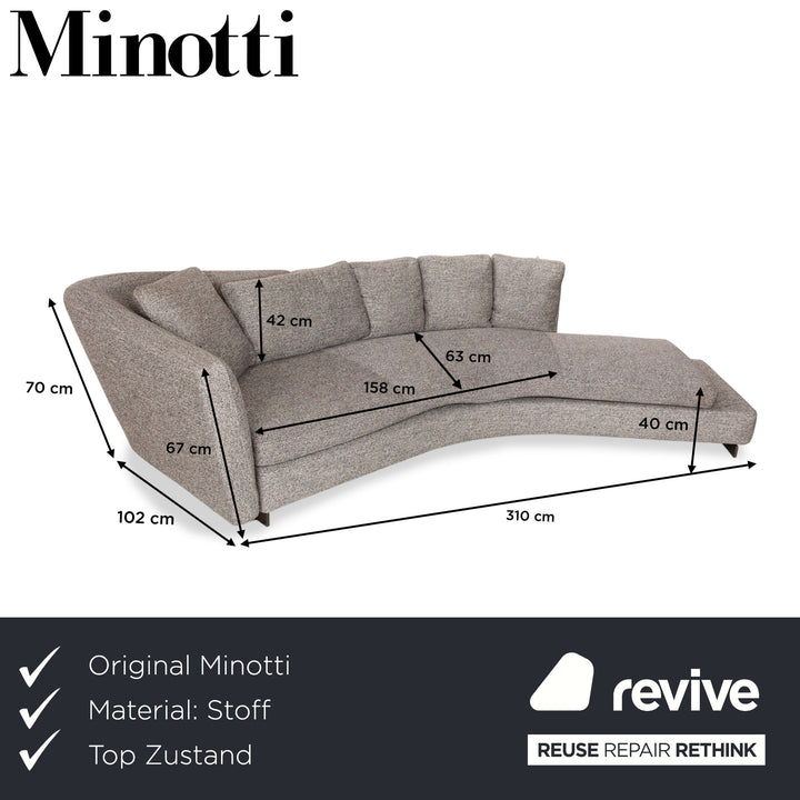 Minotti Seymour Stoff Viersitzer Sofa Couch Grau Weiß Schwarz