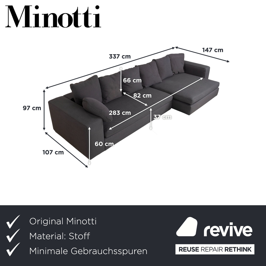 Minotti Fabric Corner Sofa Grey Sofa Couch