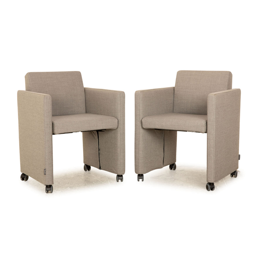 Minotti fabric armchair set light grey club chair