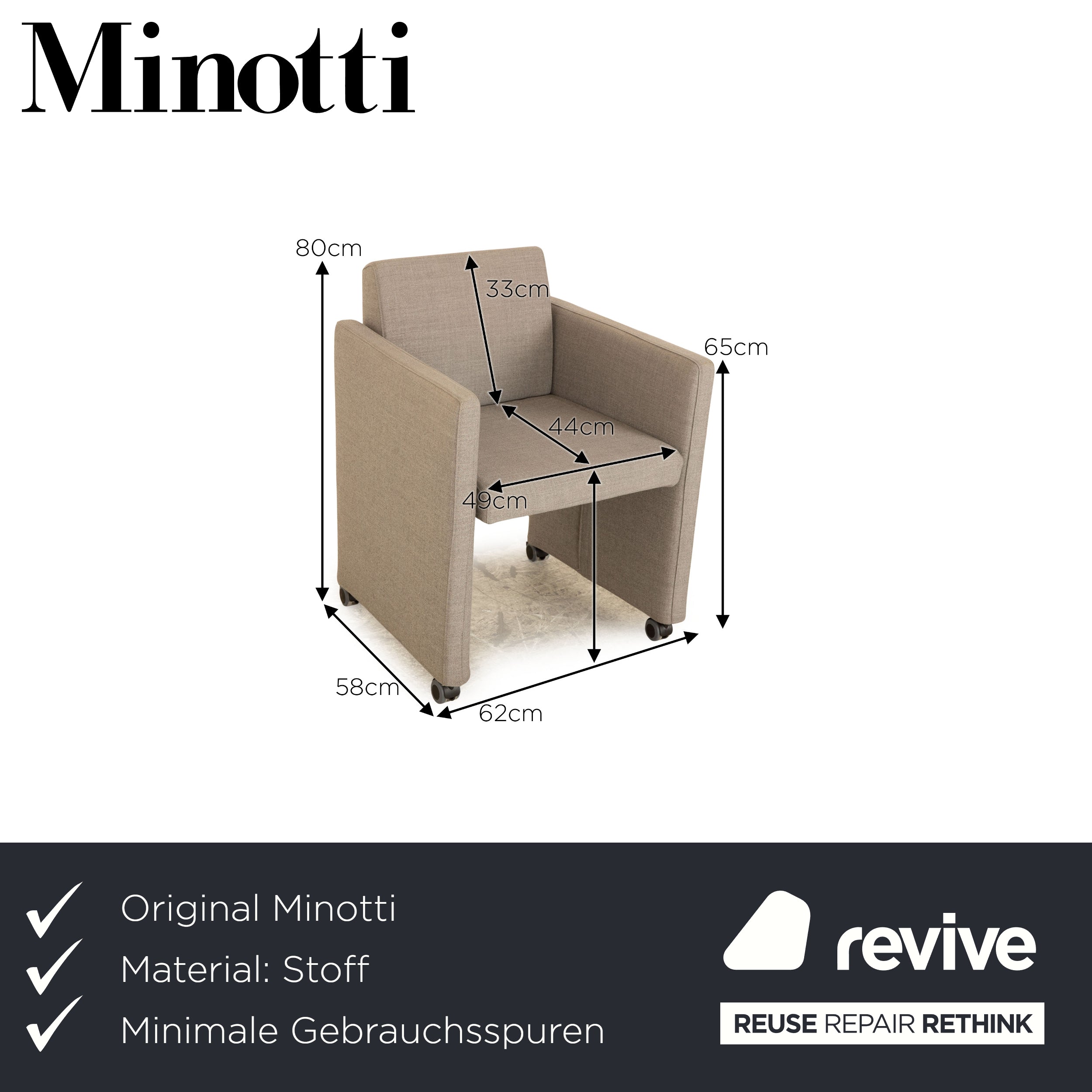 Fauteuil en tissu Minotti fauteuil club gris clair