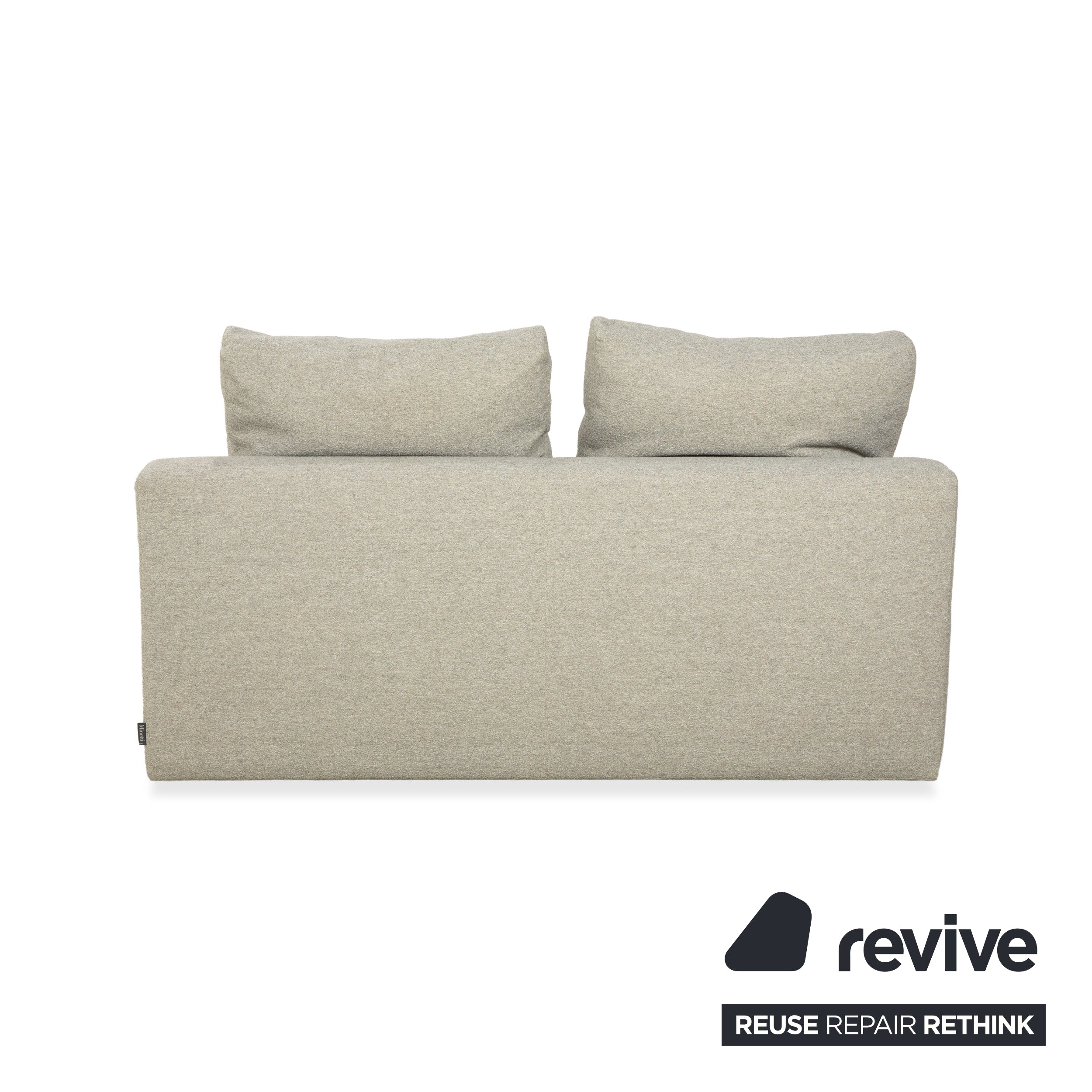 Minotti fabric two-seater grey light grey sofa couch including cushions