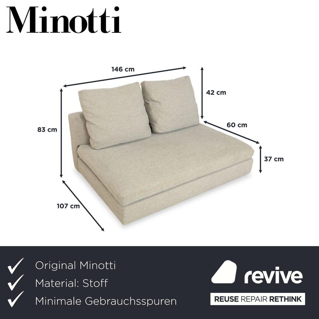 Minotti Stoff Zweisitzer Grau Hellgrau Sofa Couch inkl. Kissen