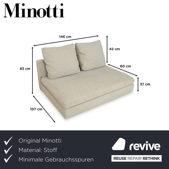 Minotti Stoff Zweisitzer Grau Hellgrau Sofa Couch inkl. Kissen