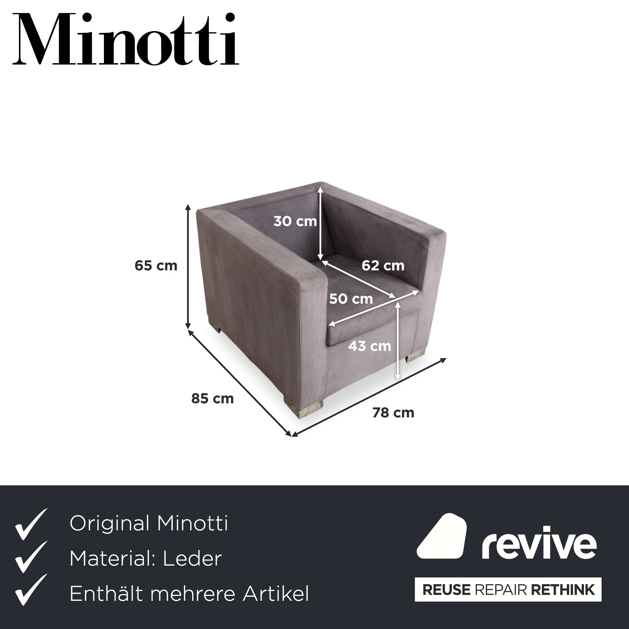 Minotti Suitcase 2x Fauteuil Daim Chrome Gris Lilas