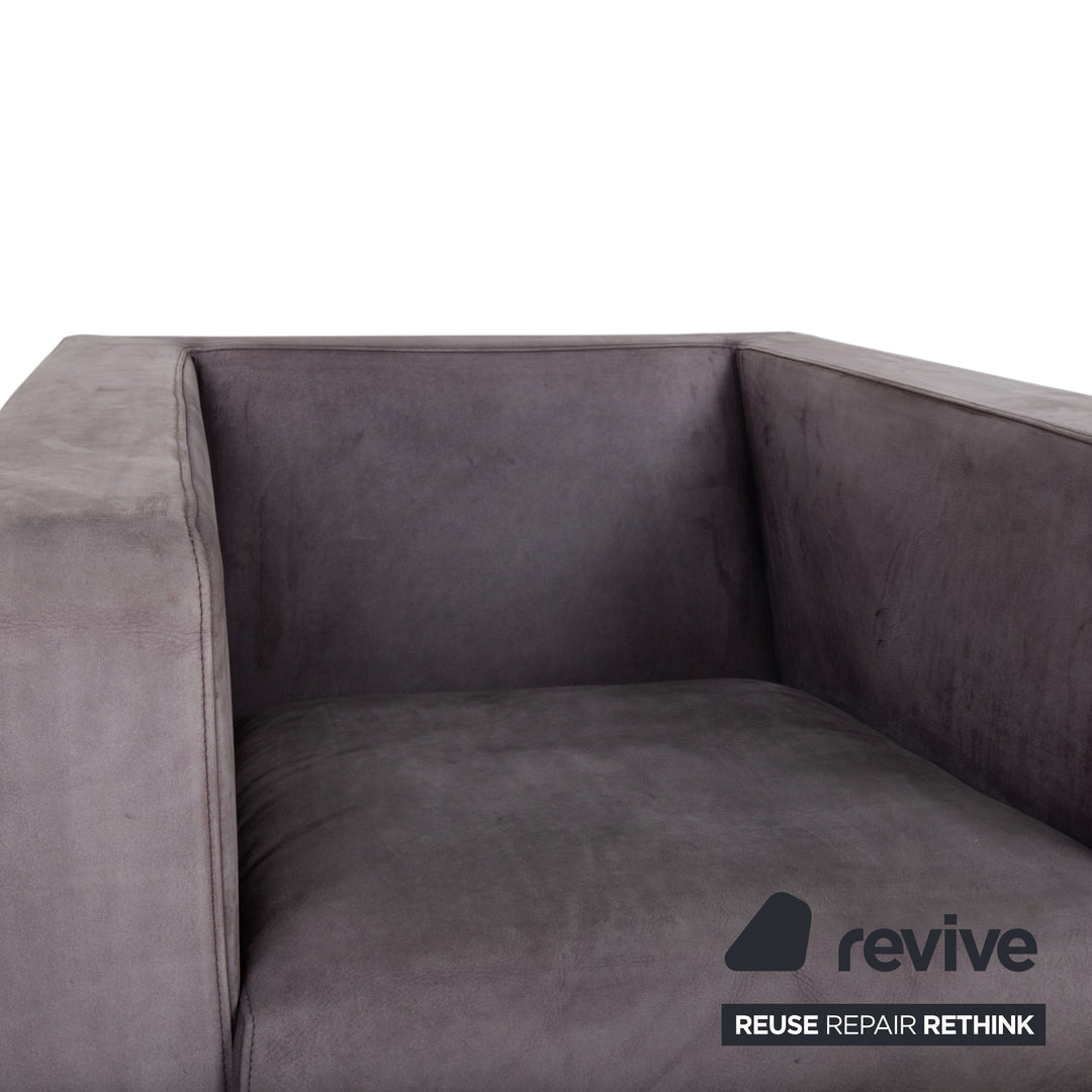 Minotti Suitcase 2x Fauteuil Daim Chrome Gris Lilas