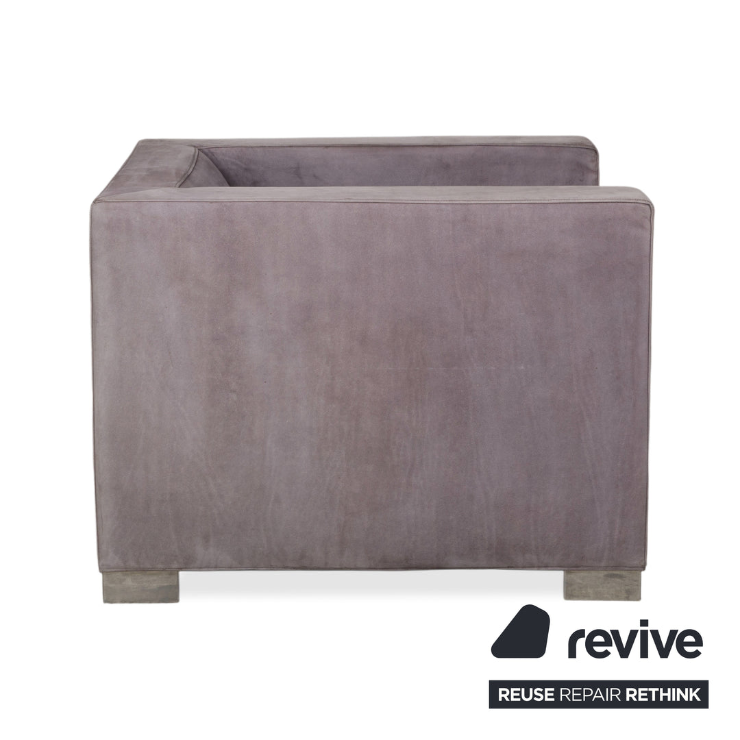 Minotti Suitcase 2x Sessel Wildleder Chrom Grau Flieder