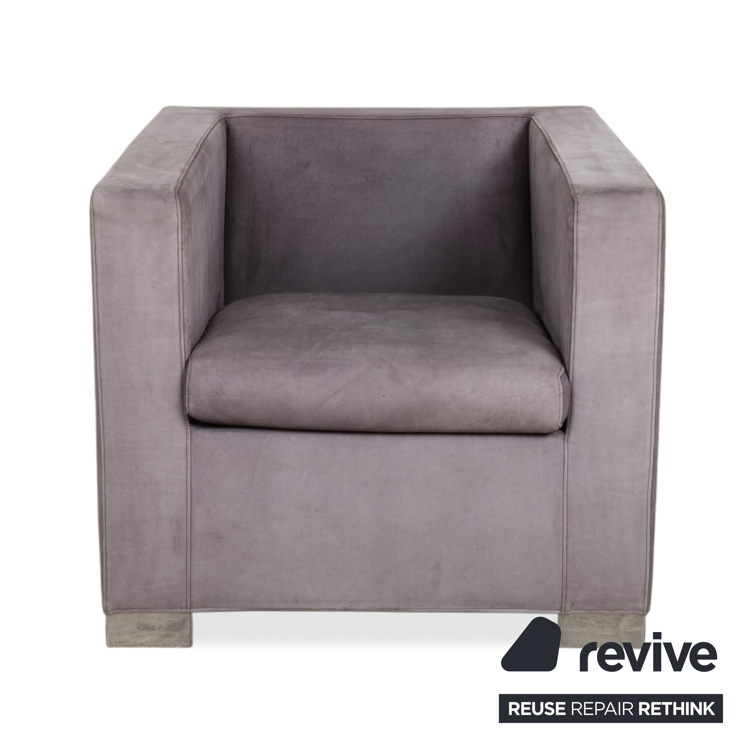 Minotti Suitcase 2x Fauteuil Daim Chrome Gris Lilas