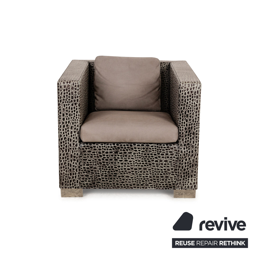Minotti Suitcase Line Fabric Armchair Set Grey Grey-Brown Beige