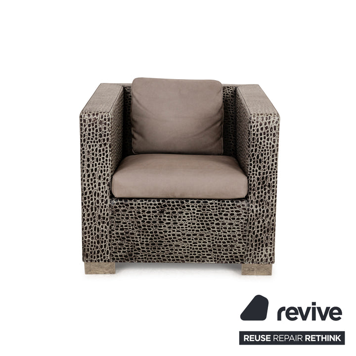 Minotti Suitcase Line Fabric Armchair Set Grey Grey-Brown Beige