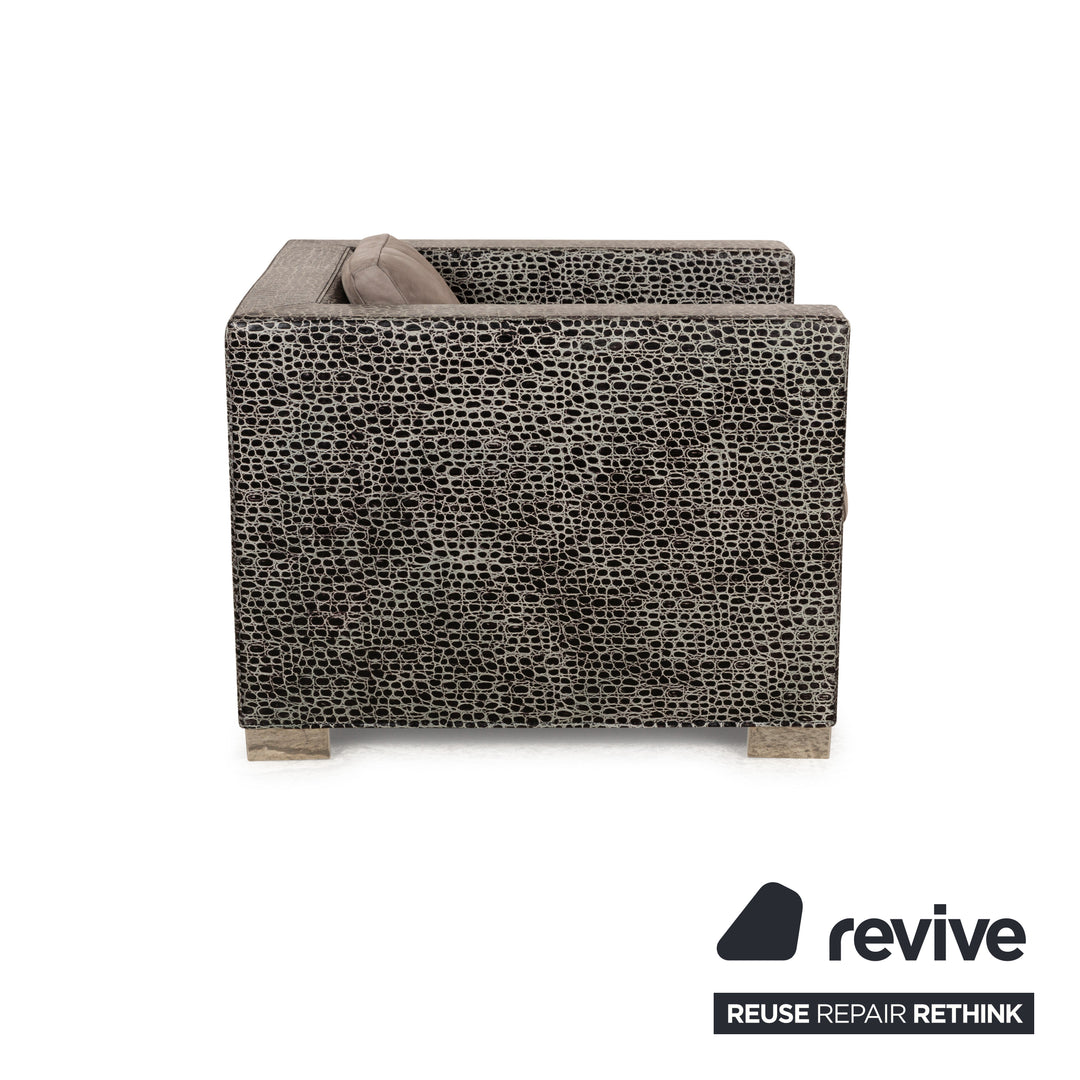 Minotti Suitcase Line Fabric Armchair Set Grey Grey-Brown Beige