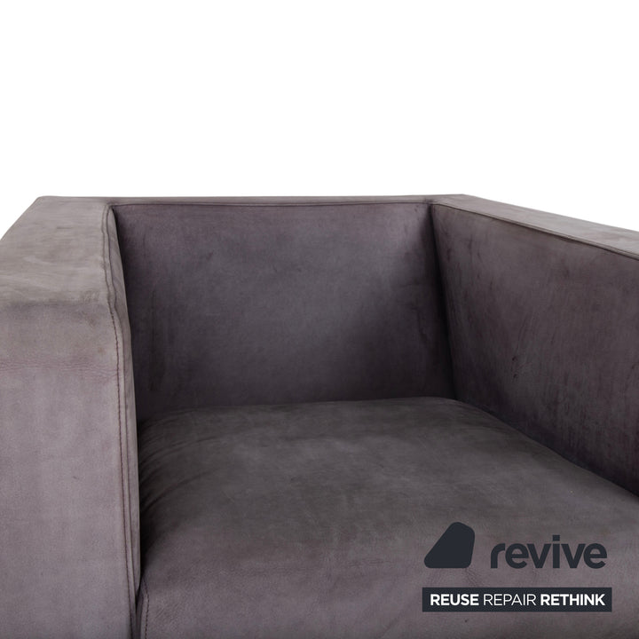 Minotti Suitcase Sessel Wildleder Chrom Grau Flieder