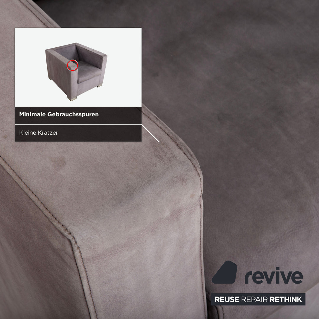 Minotti Suitcase Sessel Wildleder Chrom Grau Flieder