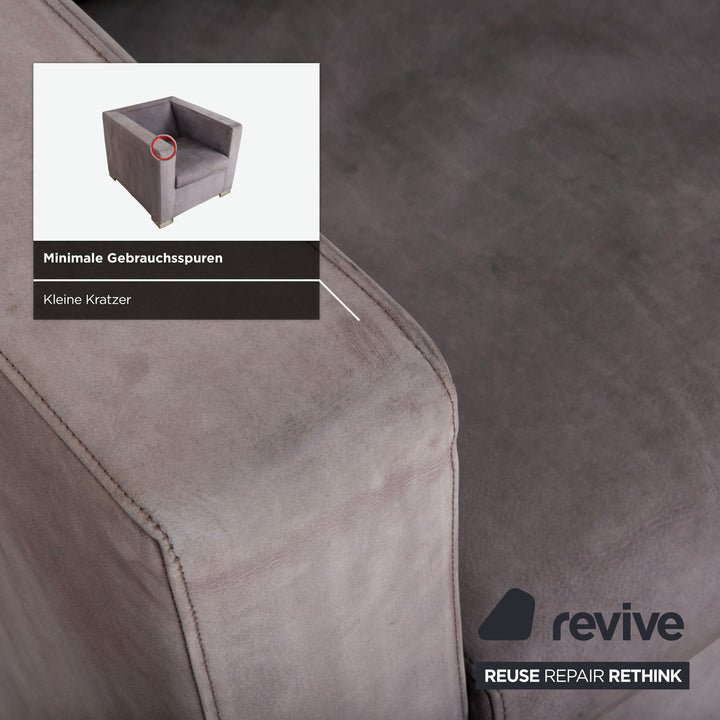 Minotti Suitcase Sessel Wildleder Chrom Grau Flieder
