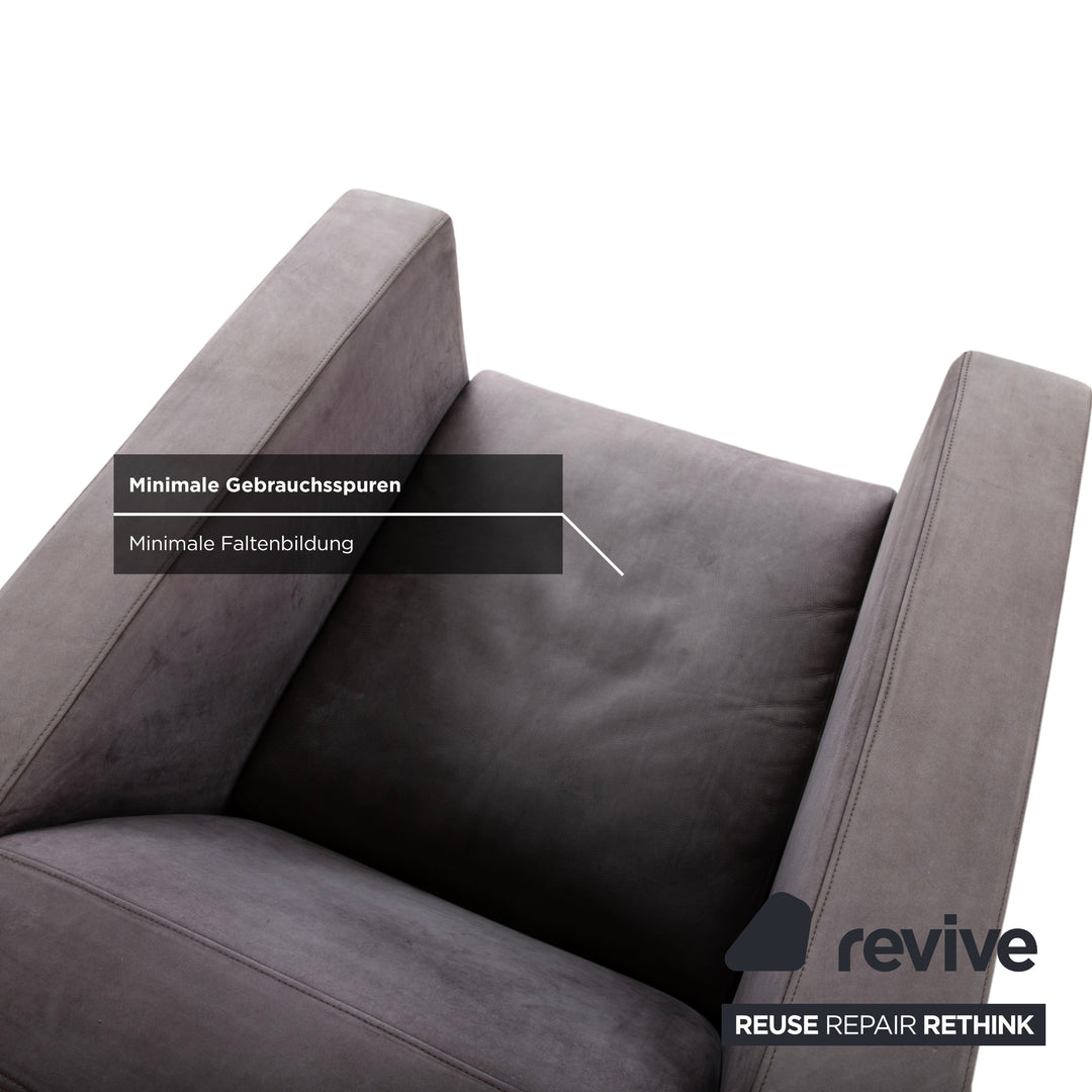 Minotti Suitcase Sessel Wildleder Chrom Grau Flieder
