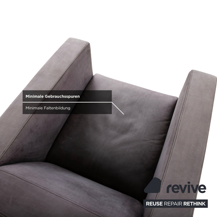 Minotti Suitcase Sessel Wildleder Chrom Grau Flieder