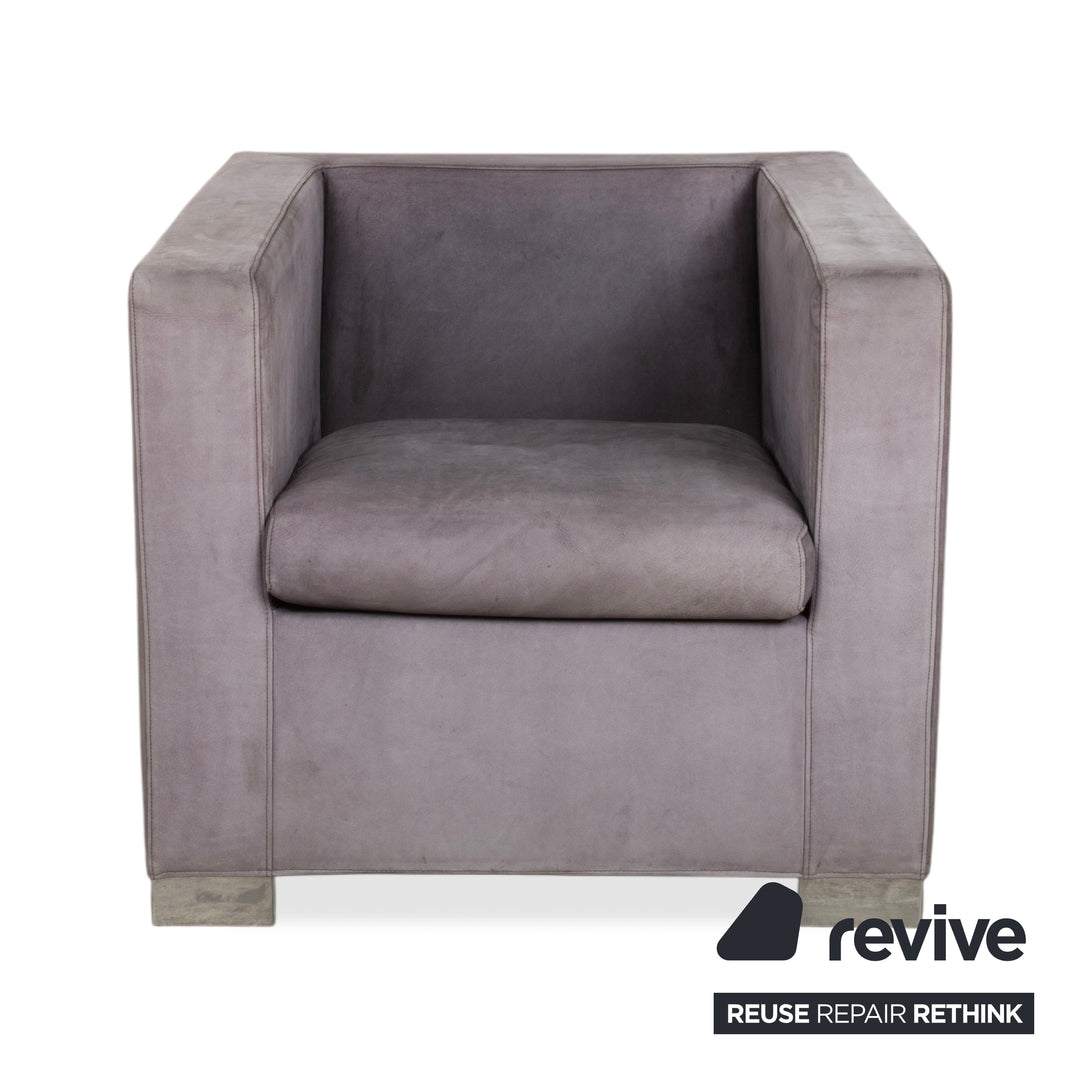 Fauteuil Minotti Suitcase Daim Chrome Gris Lilas