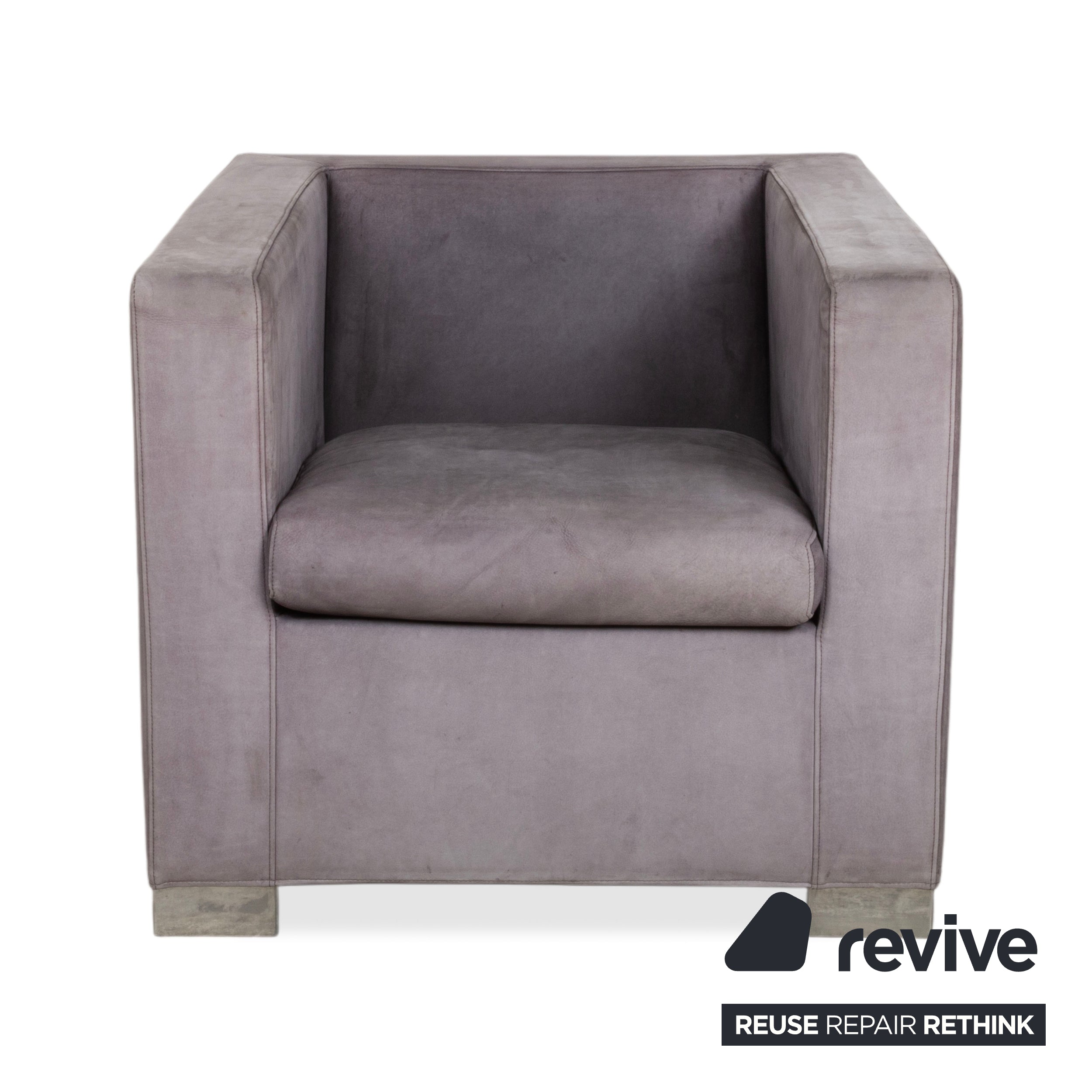 Fauteuil Minotti Suitcase Daim Chrome Gris Lilas
