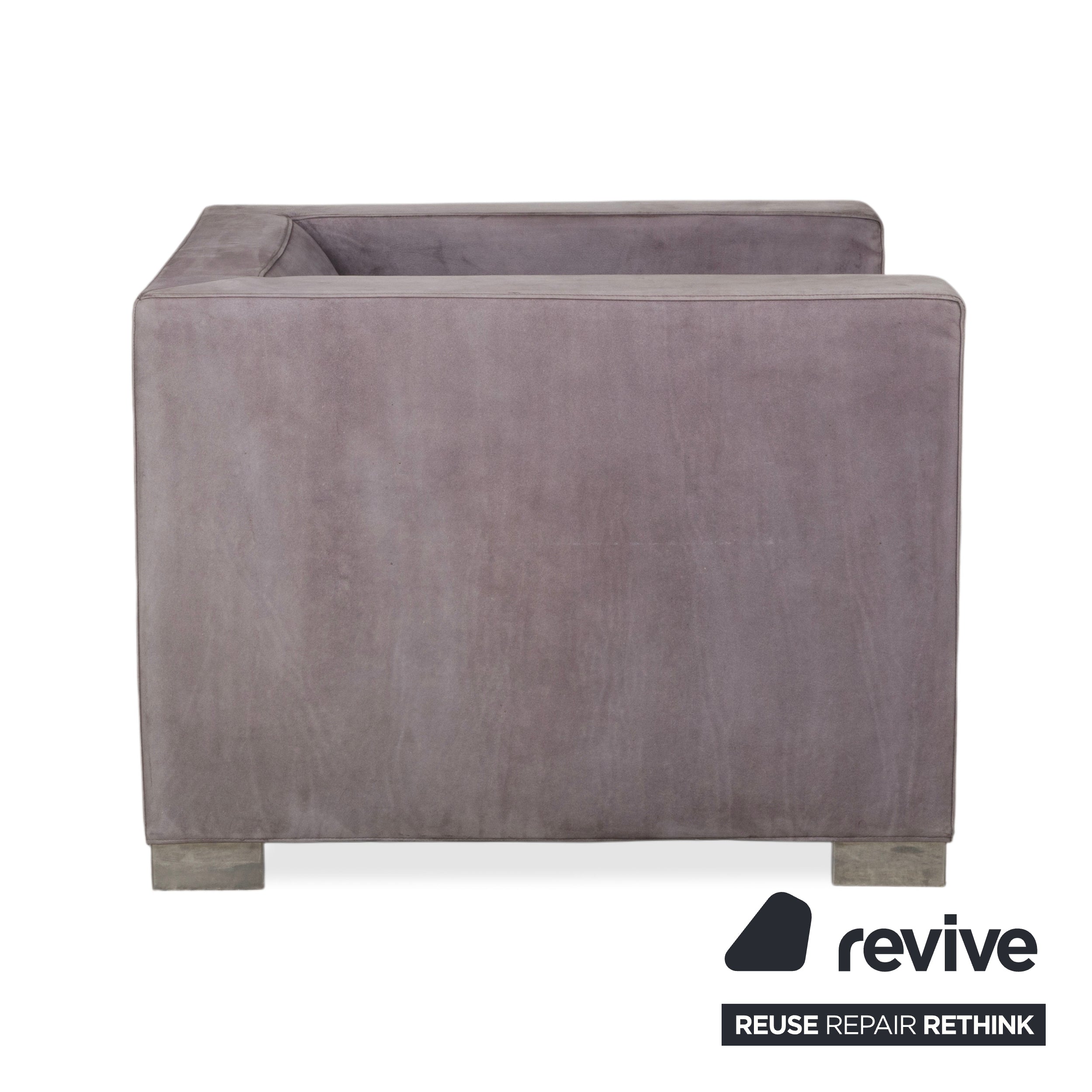 Fauteuil Minotti Suitcase Daim Chrome Gris Lilas