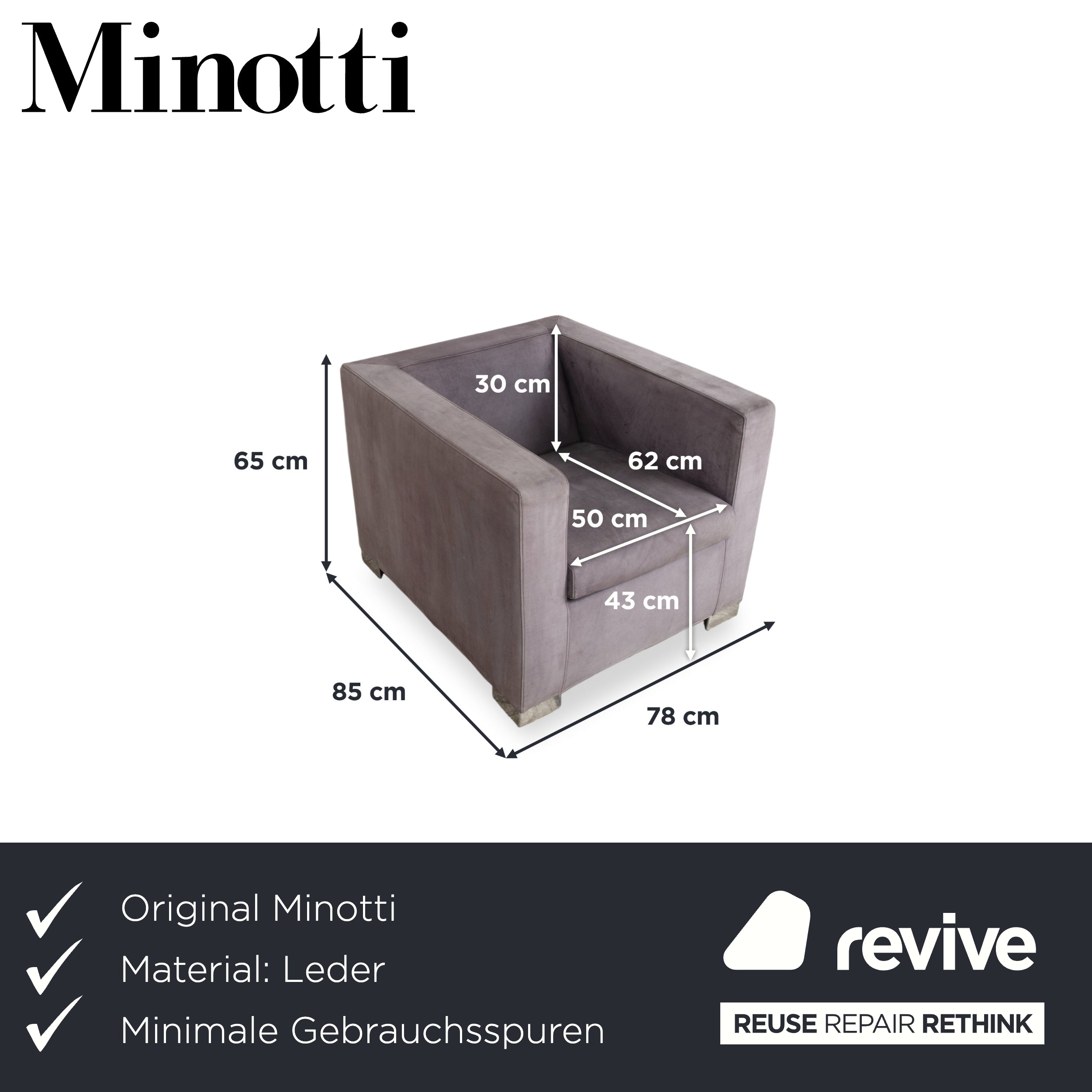 Fauteuil Minotti Suitcase Daim Chrome Gris Lilas