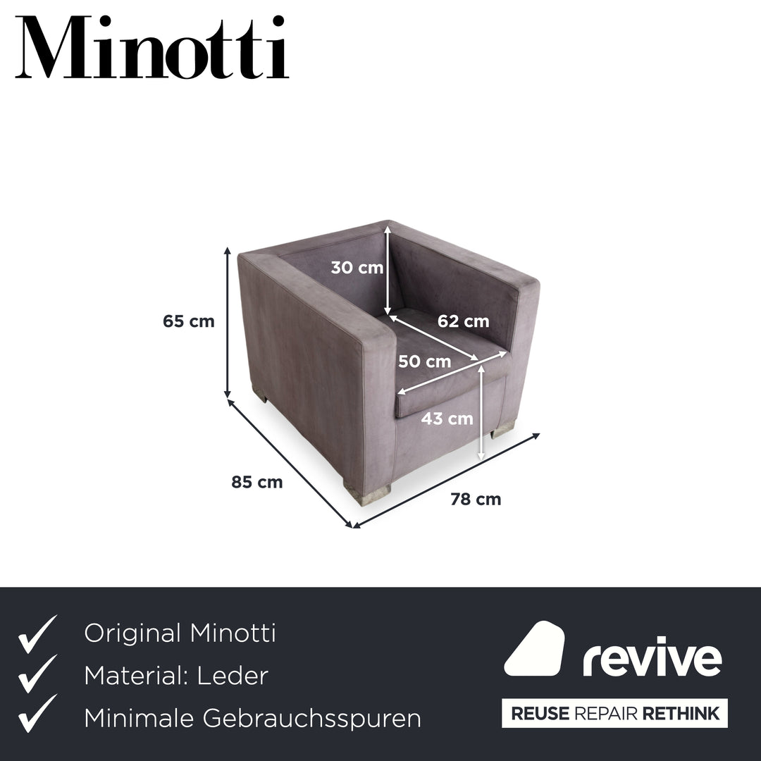 Fauteuil Minotti Suitcase Daim Chrome Gris Lilas