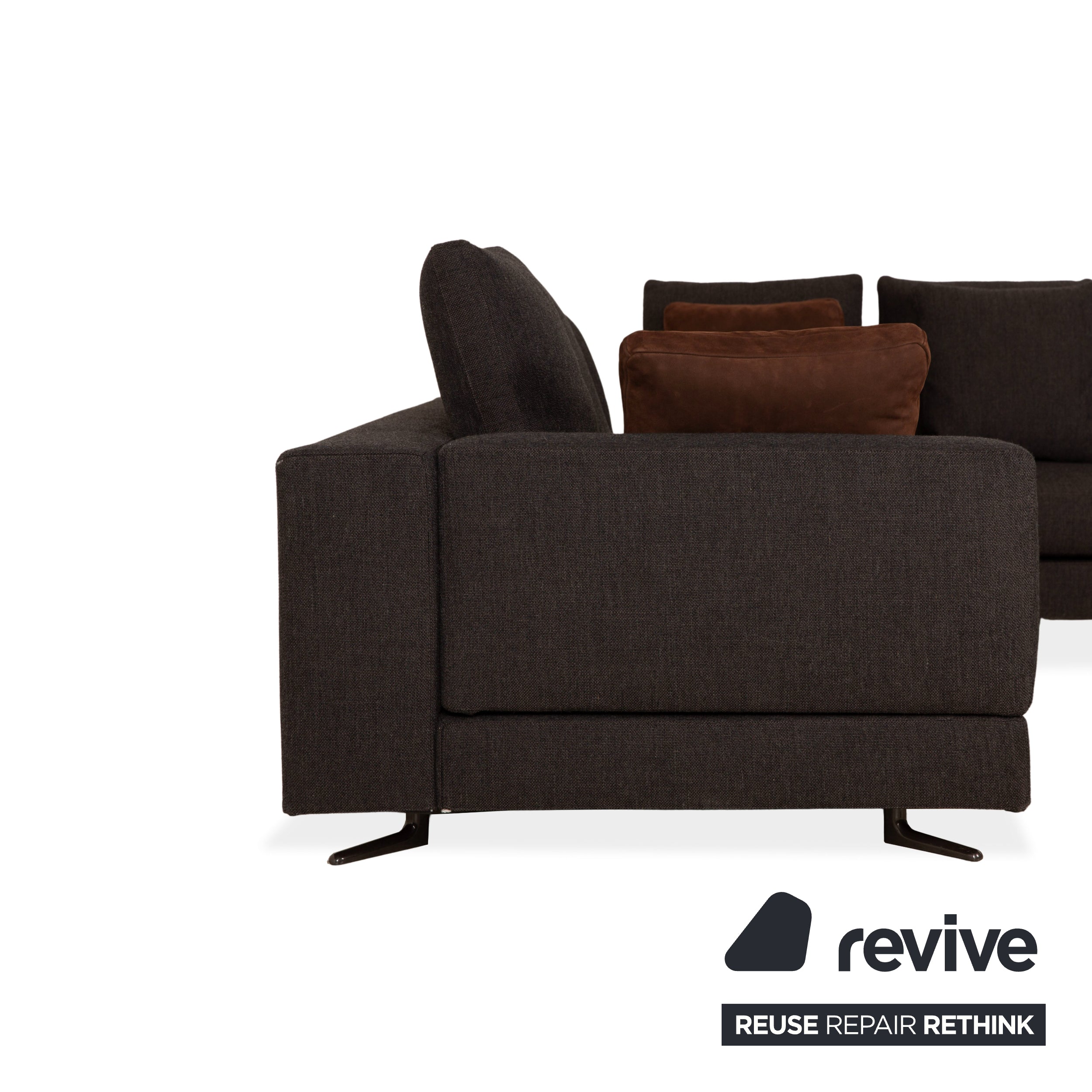 Minotti White Fabric Corner Sofa Grey Sofa Couch
