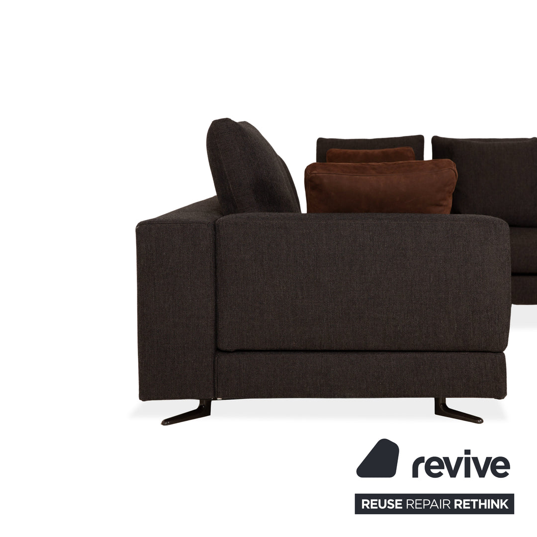 Minotti White Fabric Corner Sofa Grey Sofa Couch
