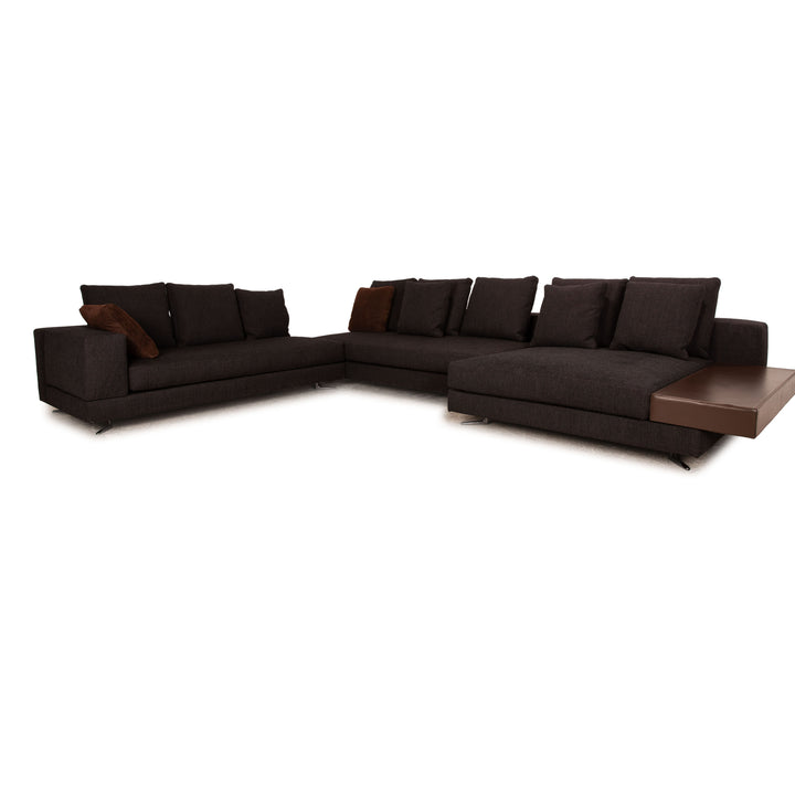 Minotti White Fabric Corner Sofa Grey Sofa Couch