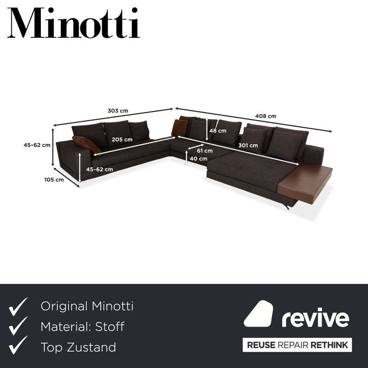 Minotti White Fabric Corner Sofa Grey Sofa Couch