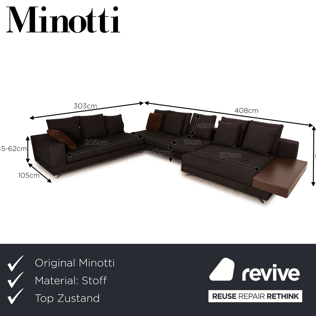 Minotti White Fabric Corner Sofa Grey Sofa Couch