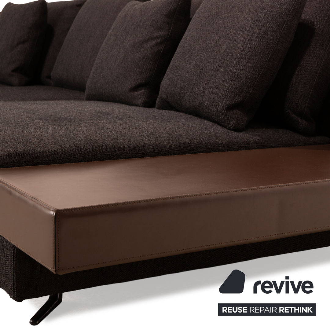 Minotti White Fabric Corner Sofa Grey Sofa Couch