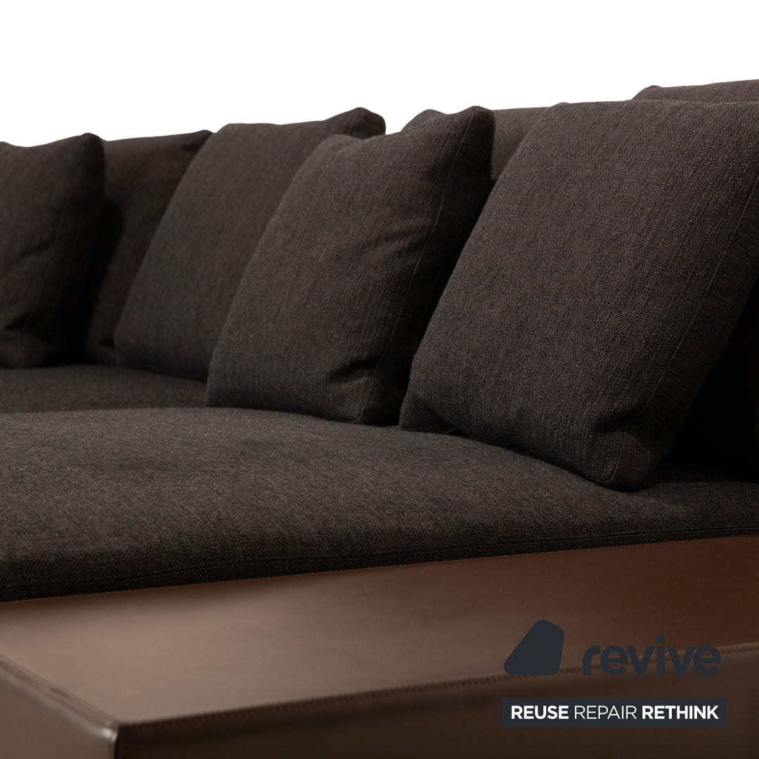 Minotti White Fabric Corner Sofa Grey Sofa Couch