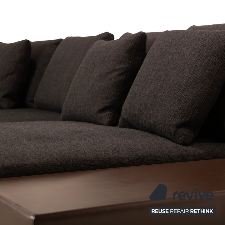 Minotti White Fabric Corner Sofa Grey Sofa Couch