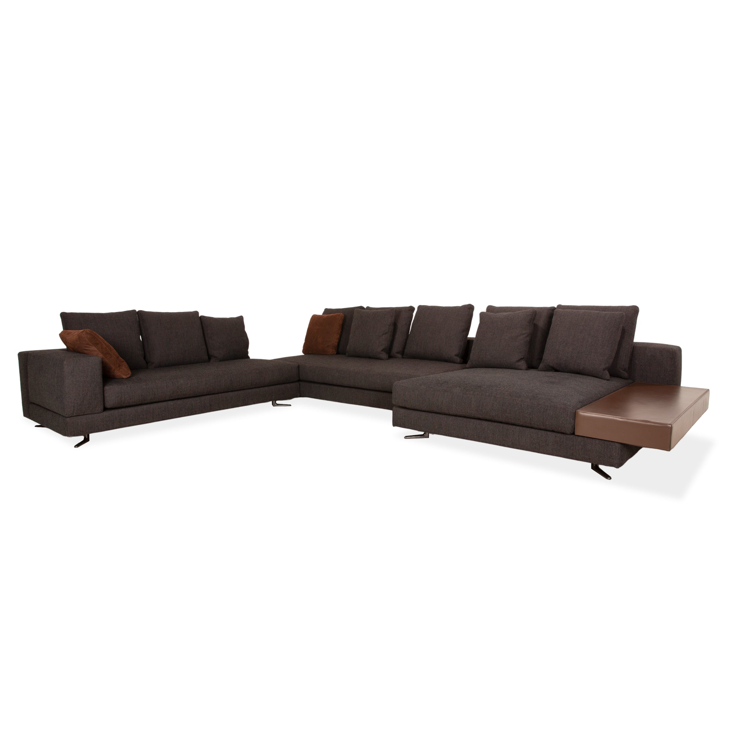 Minotti White Fabric Corner Sofa Grey Sofa Couch
