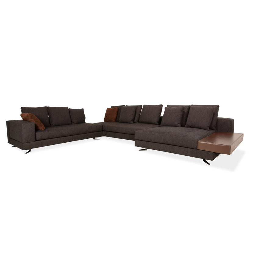 Minotti White Fabric Corner Sofa Grey Sofa Couch