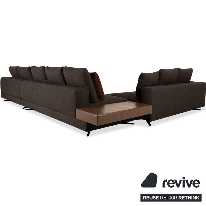 Minotti White Fabric Corner Sofa Grey Sofa Couch
