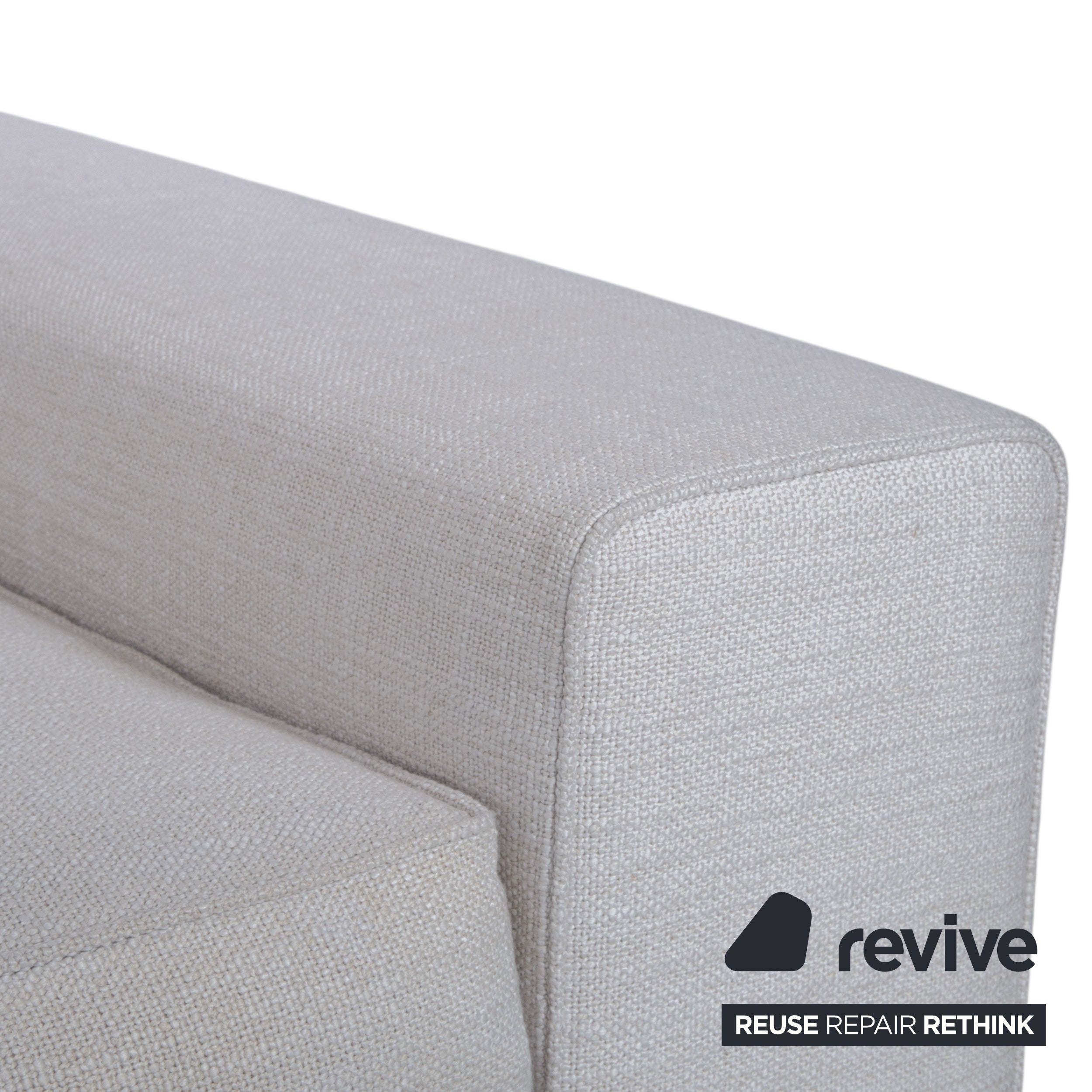 Minotti Williams Fabric Three-Seater Cream Beige Sofa Couch