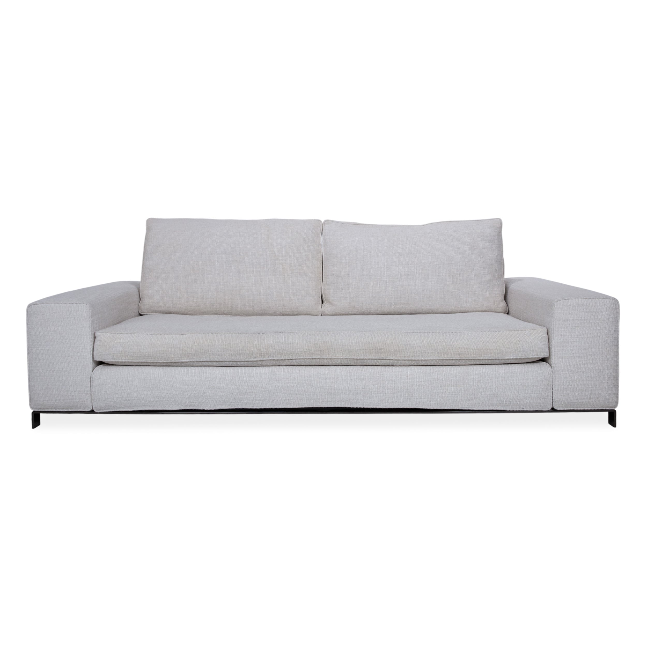 Minotti Williams Fabric Three-Seater Cream Beige Sofa Couch