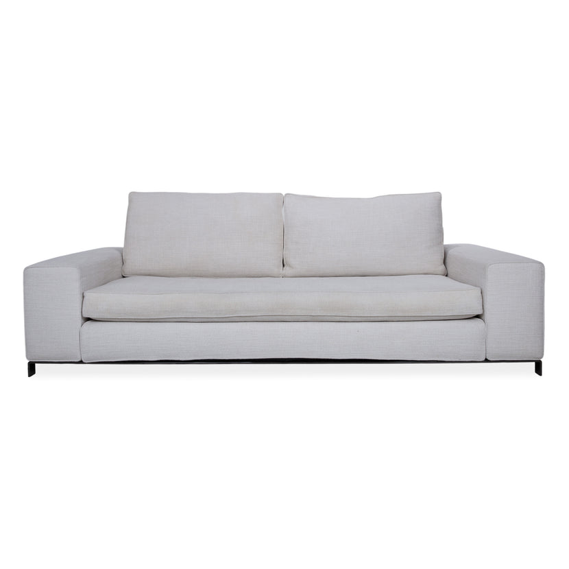 Minotti Williams Fabric Three-Seater Cream Beige Sofa Couch
