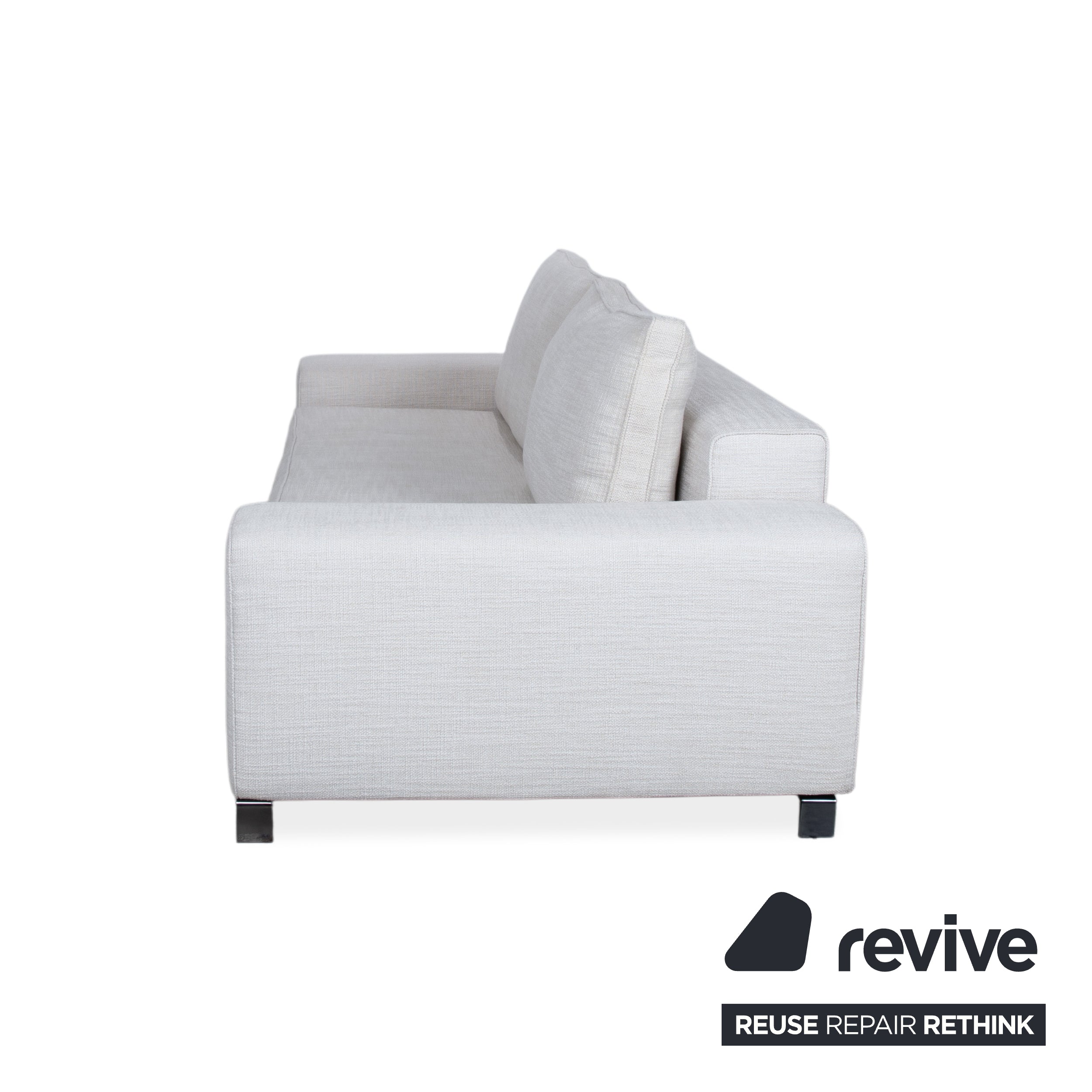 Minotti Williams Fabric Three-Seater Cream Beige Sofa Couch