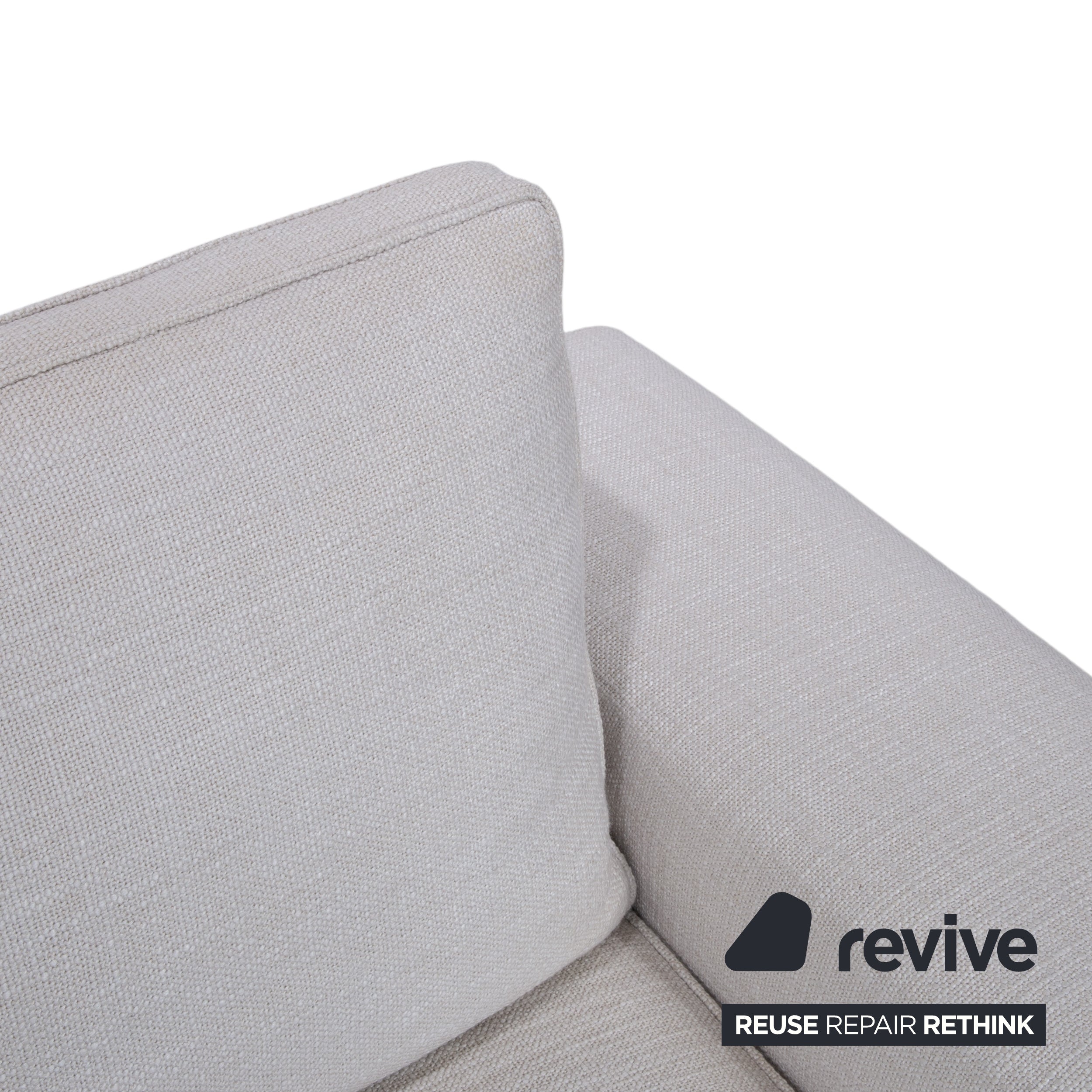 Minotti Williams Fabric Three-Seater Cream Beige Sofa Couch