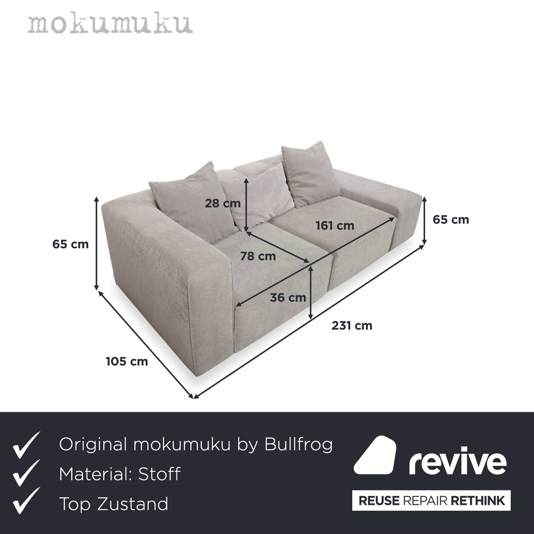 mokumuku by Bullfrog Stoff Dreisitzer Max Grau Sofa Couch