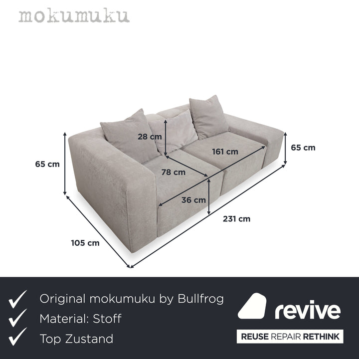 mokumuku by Bullfrog Stoff Dreisitzer Max Grau Sofa Couch