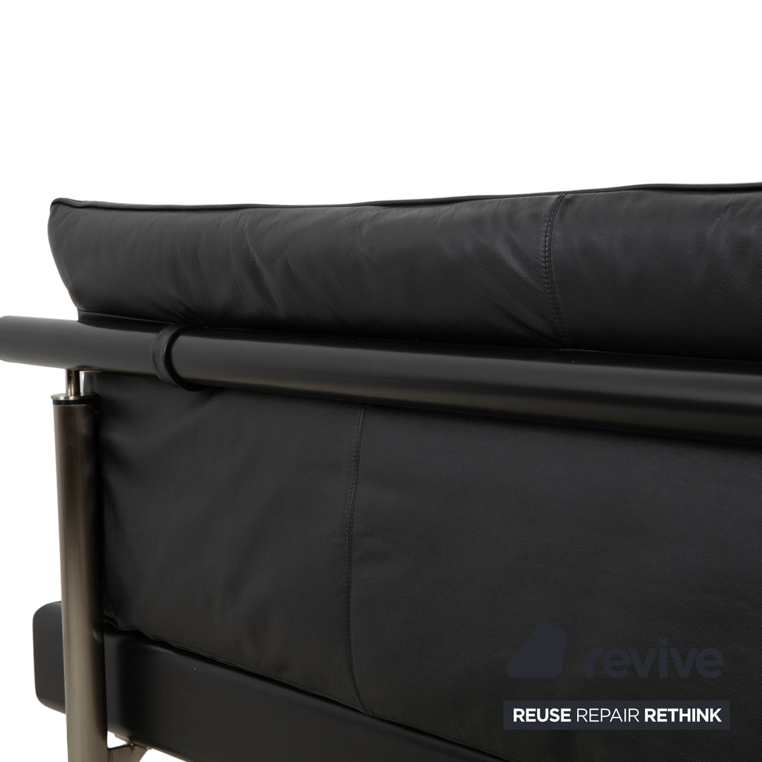 Möller Design Leder Holz Bett Schwarz Silber 200x200